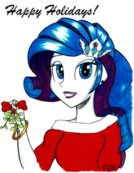 Size: 2000x2597 | Tagged: safe, artist:boxedsurprise, rarity, equestria girls, g4, female, lipstick, mistleholly, mistletoe, solo