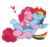 Size: 1360x1280 | Tagged: safe, artist:ao-kimidori, pinkie pie, rainbow dash, g4, :t, blank flank, blushing, cute, exclamation point, eyes closed, female, frown, grin, happy, heart, holding, hug, lesbian, on back, pixiv, pouting, ship:pinkiedash, shipping, simple background, smiling, spread wings, sweat, wide eyes, wink