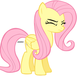 Size: 890x898 | Tagged: safe, fluttershy, g4, eyes closed, fart, fart noise, female, focus, frown, simple background, solo, standing, vector, white background