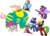 Size: 8307x6000 | Tagged: safe, artist:gamemasterluna, applejack, fili-second, fluttershy, mistress marevelous, pinkie pie, radiance, rainbow dash, rarity, saddle rager, spike, twilight sparkle, zapp, alicorn, pony, g4, my little pony: friendship is magic, power ponies (episode), absurd resolution, cape, clothes, costume, female, flutterhulk, goggles, humdrum costume, mane seven, mane six, mare, mask, masked matter-horn costume, power ponies, simple background, transparent background, twilight sparkle (alicorn), vector