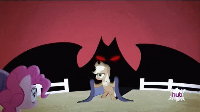 Applejack Batmare #508232 - safe, screencap, applejack, pinkie pie, rainbow dash, rarity ...
