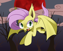 Size: 618x500 | Tagged: dead source, safe, artist:30clock, fluttershy, bat pony, pony, bats!, g4, cute, fangs, female, flutterbat, race swap, shyabates, shyabetes, solo