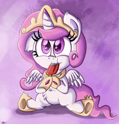 Size: 980x1025 | Tagged: safe, artist:daniel-sg, princess celestia, g4, cewestia, cute, cutelestia, drool, female, filly, popsicle, solo, weapons-grade cute