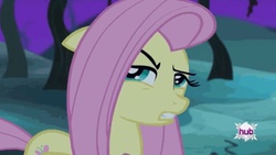 Size: 562x316 | Tagged: safe, fluttershy, bats!, g4, female, solo, unsure