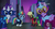 Size: 756x412 | Tagged: safe, screencap, applejack, mistress marevelous, radiance, rainbow dash, rarity, twilight sparkle, zapp, alicorn, pony, g4, power ponies (episode), female, group shot, hub logo, mare, masked matter-horn costume, new episode, power ponies, twilight sparkle (alicorn)