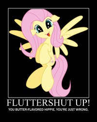 Size: 600x750 | Tagged: safe, artist:kysss90, fluttershy, bats!, g4, my little pony: friendship is magic, background pony strikes again, female, meme, motivational poster, op is a duck, solo