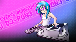 Size: 3840x2160 | Tagged: safe, artist:saymanhd, dj pon-3, vinyl scratch, human, g4, female, humanized, light skin, nail polish, solo, turntable