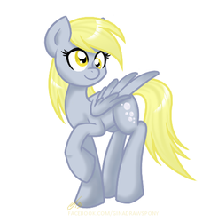 Size: 456x463 | Tagged: safe, artist:junkyardgypsy, derpy hooves, pegasus, pony, g4, female, mare, simple background, smiling, solo, white background