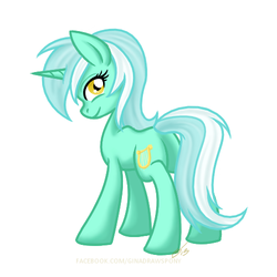 Size: 500x500 | Tagged: safe, artist:junkyardgypsy, lyra heartstrings, pony, unicorn, g4, female, looking at you, looking back, looking back at you, simple background, solo, white background