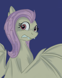 Size: 1024x1280 | Tagged: safe, artist:vila1, fluttershy, bat pony, pony, bats!, g4, female, flutterbat, race swap, solo