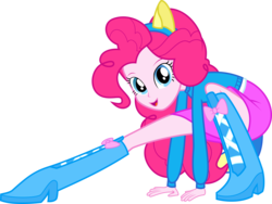 Size: 7961x6000 | Tagged: safe, artist:givralix, pinkie pie, equestria girls, g4, my little pony equestria girls, absurd resolution, balancing, boots, clothes, female, helping twilight win the crown, high heel boots, looking at you, open mouth, simple background, skirt, smiling, solo, transparent background, vector, wondercolts uniform