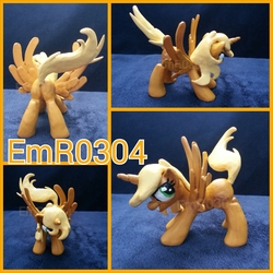 Size: 1024x1024 | Tagged: safe, artist:emr0304, oc, oc only, oc:ticket, alicorn, pony, alicorn oc, figure, irl, photo, presenting, sculpture