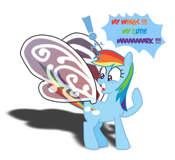 Size: 1096x1000 | Tagged: safe, artist:rhanoa, rainbow dash, g3, g4, artificial wings, augmented, female, glimmer wings, magic, magic wings, rainbow dash always dresses in style, solo, wings