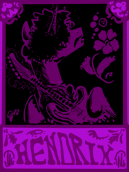 Size: 1216x1624 | Tagged: source needed, safe, artist:fartha, pony, 60s, classic rock ponies, guitar, jimi hendrix, jimi hendrix experience, ponified, purple haze (song), rock (music), woodstock