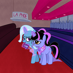 Size: 3000x3000 | Tagged: safe, artist:fetchbeer, trixie, oc, oc:pixelkitties, g4, alcohol, beer, magic