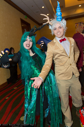 Size: 1365x2048 | Tagged: safe, artist:dtjaaaam, discord, queen chrysalis, human, g4, aki con 2013, akicon, bowtie, clothes, cosplay, irl, irl human, photo, suit