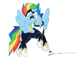 Size: 640x480 | Tagged: safe, artist:stagetechyart, rainbow dash, zapp, pegasus, pony, g4, power ponies (episode), power ponies, rainbow blitz, rule 63, simple background, solo, transparent background