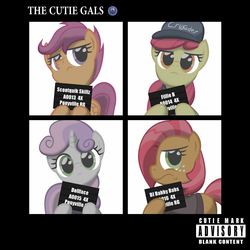 Size: 3900x3900 | Tagged: safe, artist:template93, apple bloom, babs seed, scootaloo, sweetie belle, g4, album cover, commission, cutie mark crusaders, high res, ponified, ponified album cover