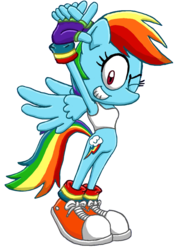 Size: 960x1315 | Tagged: safe, artist:blehmaster7, rainbow dash, anthro, plantigrade anthro, g4, female, male, simple background, solo, sonic the hedgehog, sonic the hedgehog (series), sonicified, style emulation, transparent background