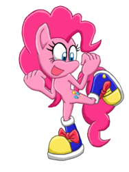 Size: 960x1280 | Tagged: safe, artist:blehmaster7, pinkie pie, earth pony, anthro, plantigrade anthro, g4, female, simple background, solo, sonic the hedgehog (series), sonicified, style emulation, transparent background