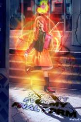 Size: 640x960 | Tagged: safe, artist:kaoss walker, artist:lochlan o'neil, edit, sunset shimmer, human, equestria girls, g4, boots, clothes, cosplay, high heel boots, high heels, irl, irl human, jacket, leather jacket, photo, photo edit, skirt, sunset satan, this isn't even my final form