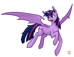 Size: 900x700 | Tagged: safe, artist:norang94, twilight sparkle, bat pony, pony, g4, bat ponified, fangs, female, hilarious in hindsight, race swap, simple background, solo, transparent background, twibat, twilight sparkle (alicorn), vector