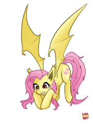 Size: 600x800 | Tagged: safe, artist:norang94, fluttershy, bat pony, pony, bats!, g4, fangs, female, flutterbat, race swap, simple background, solo, transparent background