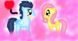 Size: 1410x750 | Tagged: safe, artist:margaretlovez, fluttershy, soarin', g4, female, male, shipping, soarinshy, straight