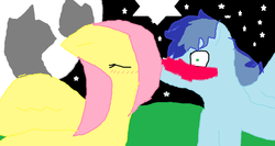 Size: 900x478 | Tagged: safe, artist:cera-snakes, fluttershy, soarin', g4, 1000 hours in ms paint, blushing, female, male, ms paint, shipping, soarinshy, straight