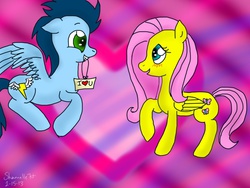 Size: 1024x768 | Tagged: safe, artist:shhutchison, fluttershy, soarin', g4, female, male, shipping, soarinshy, straight