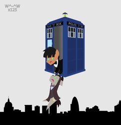 Size: 881x907 | Tagged: safe, artist:sasukex125, bowtie, clothes, doctor who, eleventh doctor, frock coat, london, matt smith, patrick troughton, pointy ponies, second doctor, shirt, skyline, tardis, waistcoat