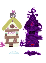 Size: 763x1048 | Tagged: safe, artist:toon-n-crossover, comic book project, concept art, corrupted, dangerous, dark, evil, fanfic, houses, monster house