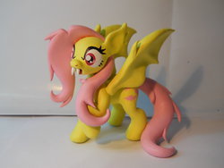 Size: 1024x768 | Tagged: safe, artist:earthenpony, fluttershy, bat pony, pony, bats!, g4, flutterbat, irl, photo, race swap, sculpture, solo, that was fast