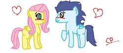 Size: 1270x550 | Tagged: safe, artist:colourpelt, fluttershy, soarin', g4, blushing, female, heart, male, shipping, soarinshy, straight