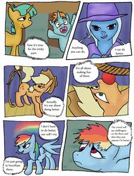 Size: 2512x3296 | Tagged: safe, artist:lyun, applejack, rainbow dash, snails, snips, boast busters, g4, my little pony: friendship is magic, comic, stage