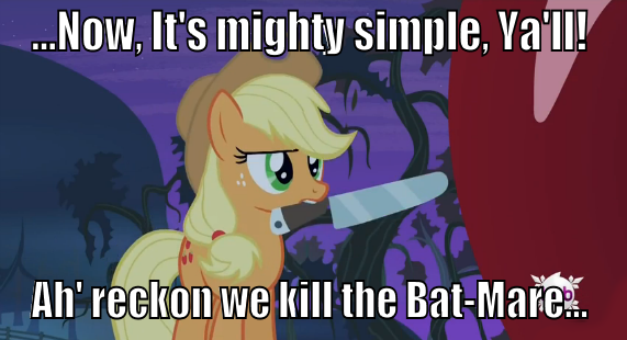 Applejack Batmare #509079 - safe, edit, edited screencap, screencap, applejack, earth ...