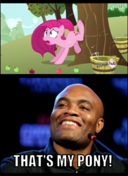 Size: 726x1000 | Tagged: safe, edit, screencap, pinkie pie, human, g4, magical mystery cure, anderson silva, broken leg, comic, irl, irl human, photo, pinkamena diane pie, swapped cutie marks, tree