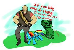 Size: 1408x960 | Tagged: safe, rainbow dash, g4, creeper, heavy (tf2), heavy weapons guy, minecraft, team fortress 2