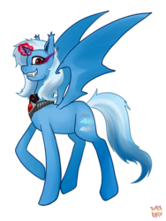 Size: 600x800 | Tagged: safe, artist:norang94, trixie, alicorn, bat pony, bat pony alicorn, pony, g4, alicorn amulet, alicornified, bat ponified, corrupted, dark magic, fangs, female, magic, mare, race swap, simple background, solo, transparent background, trixiebat, trixiecorn
