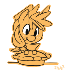 Size: 500x500 | Tagged: safe, artist:fauxsquared, applejack, g4, female, pie, solo, tongue out