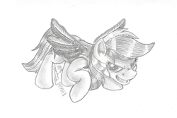 Size: 2297x1535 | Tagged: safe, artist:inurantchan, rainbow dash, g4, female, monochrome, solo, traditional art