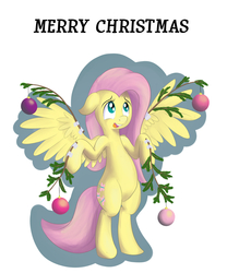 Size: 1200x1440 | Tagged: safe, artist:postscripting, fluttershy, pony, g4, belly, bipedal, christmas, christmas tree, cute, female, fluttertree, holiday, merry christmas, shyabetes, solo
