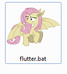 Size: 132x146 | Tagged: safe, fluttershy, bat pony, pony, bats!, g4, female, flutterbat, pun, race swap, solo