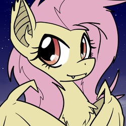 Size: 500x500 | Tagged: dead source, safe, artist:reiduran, fluttershy, bat pony, pony, bats!, g4, chest fluff, female, flutterbat, race swap, solo