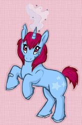 Size: 526x800 | Tagged: dead source, safe, artist:dripbat, oc, oc only, pony, unicorn, bandaid, horn, solo