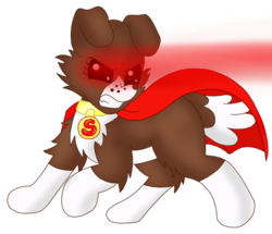 Size: 1007x868 | Tagged: safe, artist:blackbewhite2k7, winona, dog, g4, crossover, female, heat vision, krypto the superdog, male, parody, simple background, solo, superman, transparent background, vector