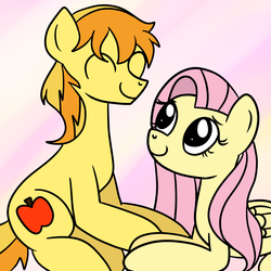 Size: 1000x1000 | Tagged: safe, artist:theshadowartist100, braeburn, fluttershy, g4, female, male, ship:braeshy, shipping, straight