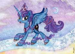 Size: 1622x1180 | Tagged: safe, artist:nancyksu, princess luna, g4, female, solo, traditional art