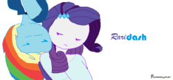 Size: 564x262 | Tagged: safe, artist:fionnin4ever, rainbow dash, rarity, equestria girls, g4, adventure time, female, humanized, lesbian, male, ship:raridash, shipping