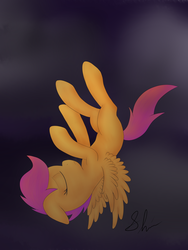 Size: 2448x3264 | Tagged: dead source, safe, artist:shiverbear, scootaloo, g4, eyes closed, falling, female, frown, solo